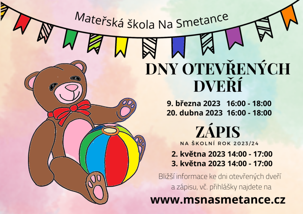 Den otevřených dveří a zápis do mateřské školy 2023/2024