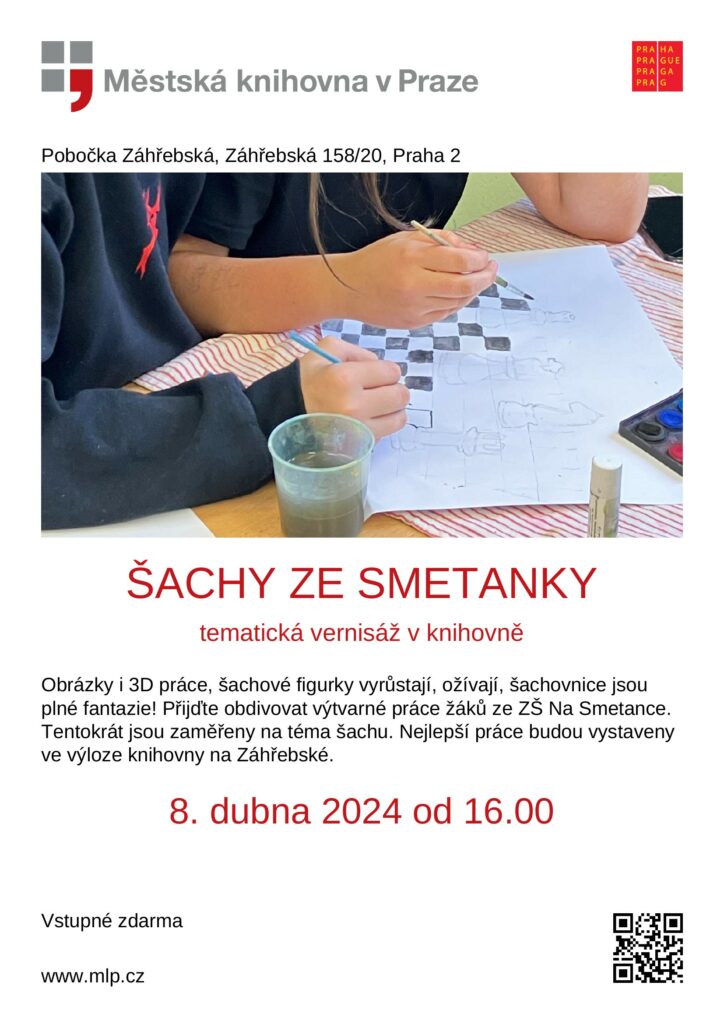 Pozvánka na vernisáž - Šachy ze Smetanky v knihovně v Záhřebské